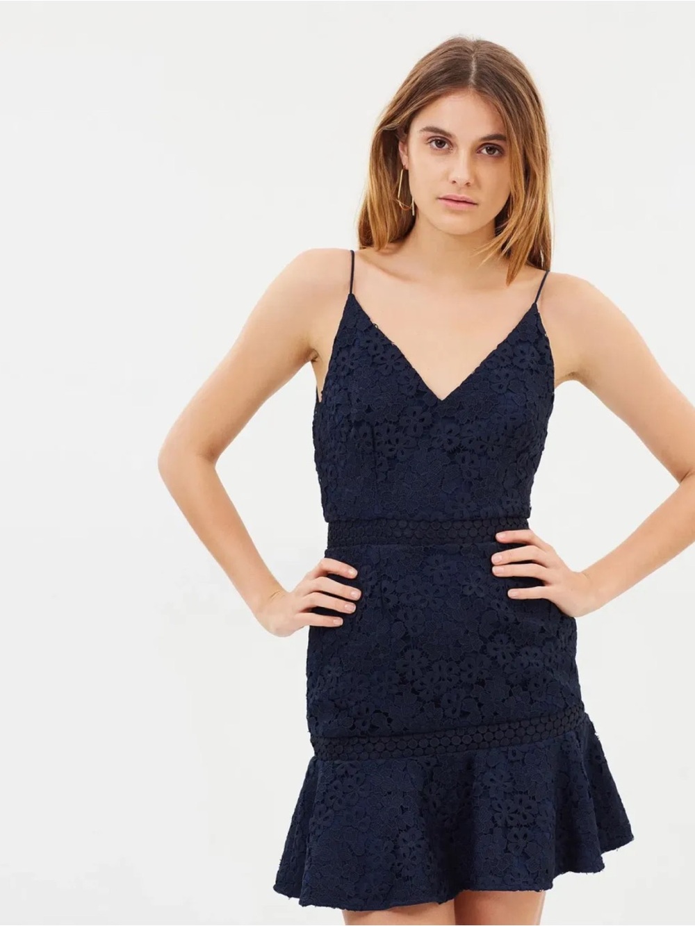 Keepsake the Label Utopia Lace Mini Dress in Navy Blue